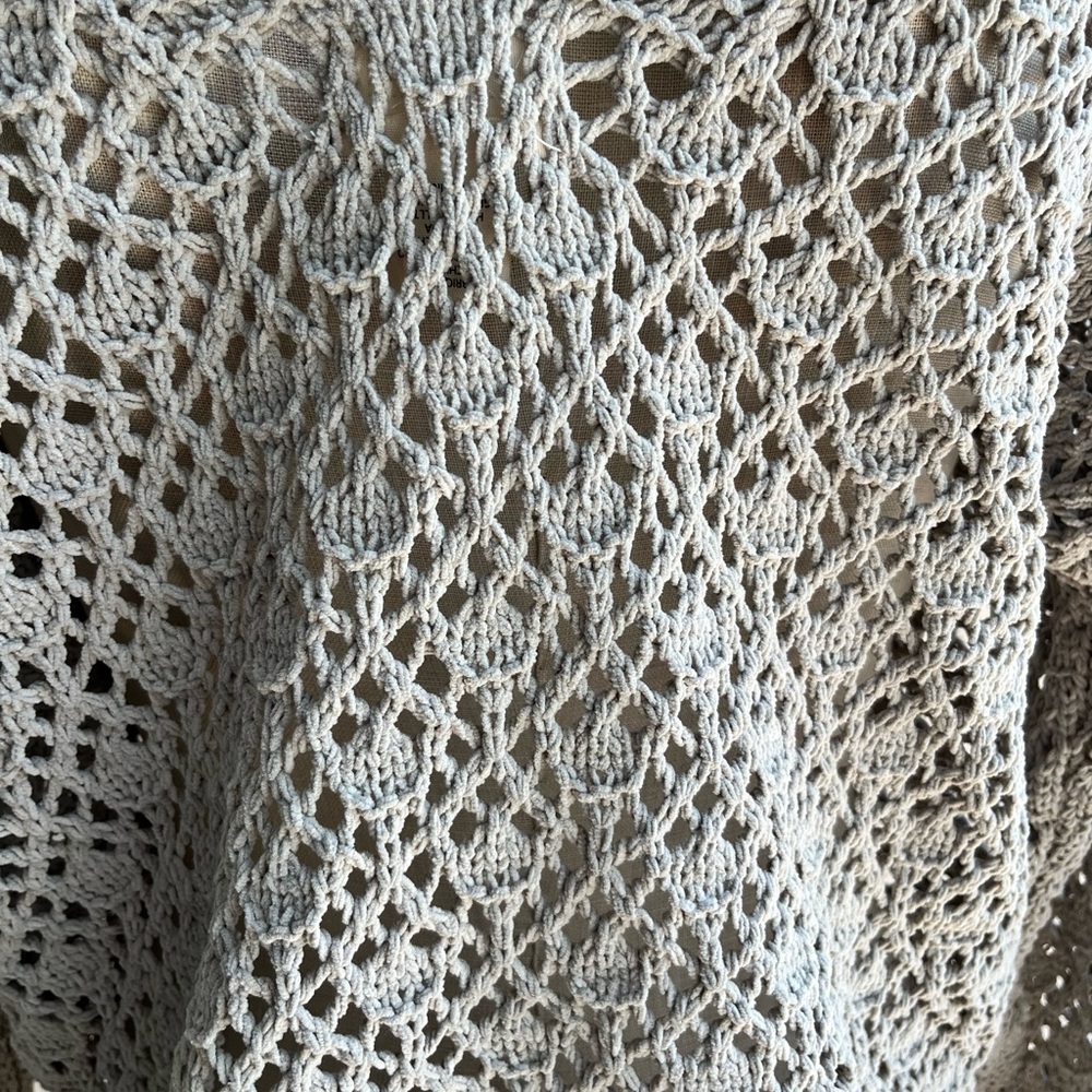 Nicole Miller Artelier Crochet Knit Button Down Sweater- sz Small- Muted Sage - Picture 5 of 14